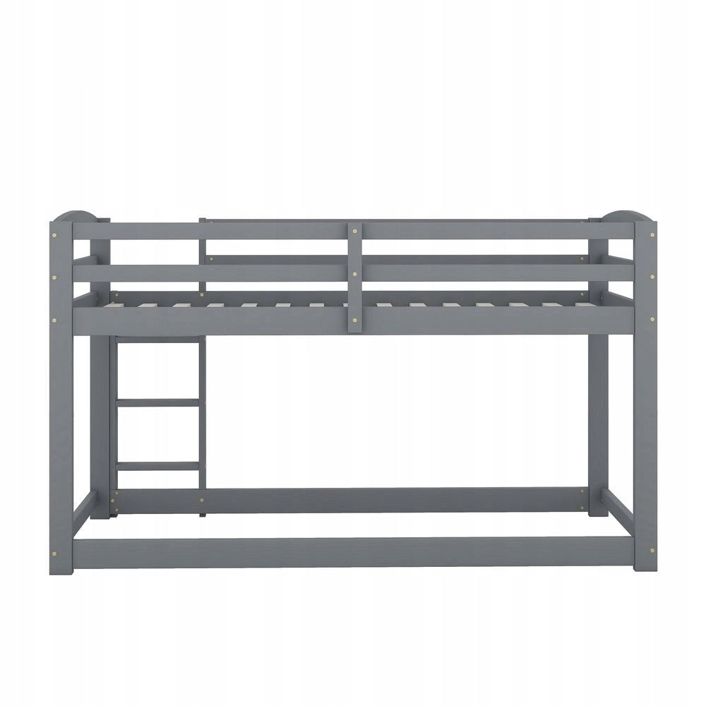 Letto a castello in pino 90x200 cm - Xylo - Grigio con scala integrata per bambini e ragazzi