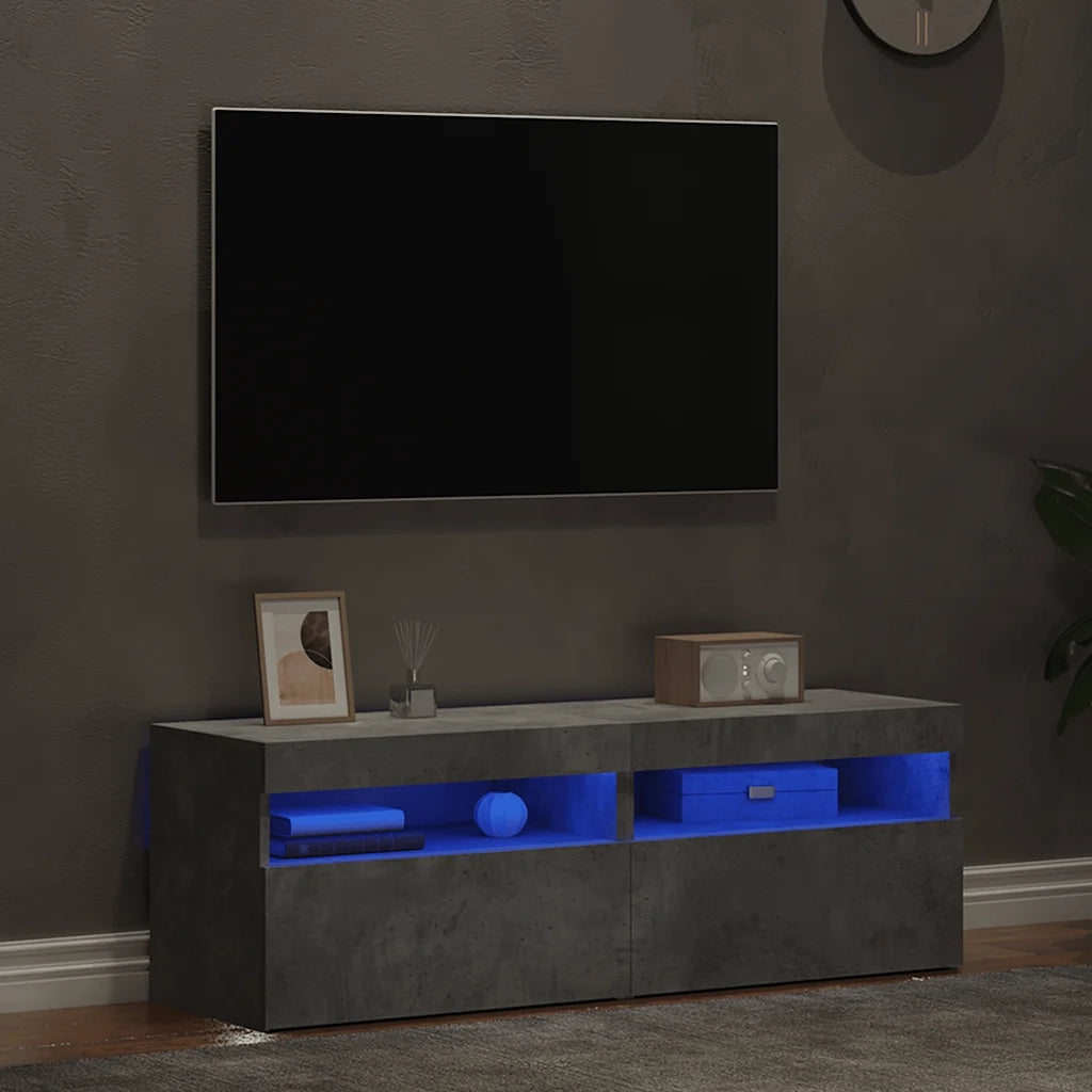 Mobili Porta TV con Luci LED 2 pz Grigio Cemento 60x35x40 cm cod mxl 33930
