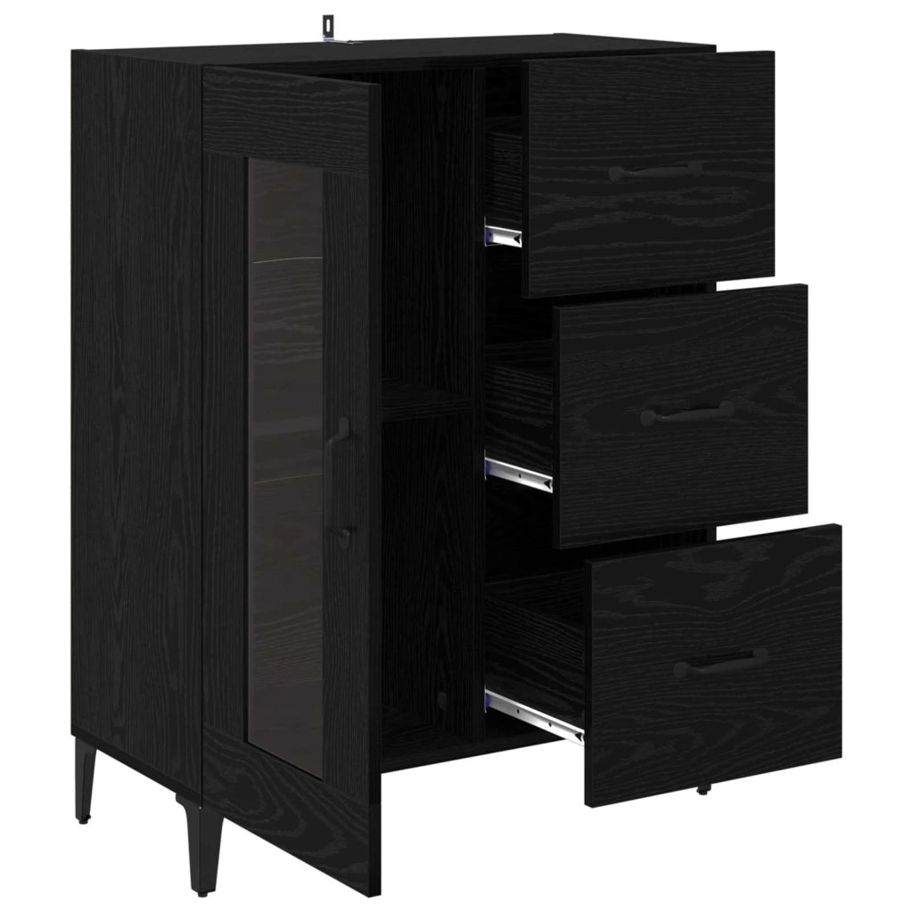 Credenza | Madia | Buffet da pranzo | Armadio da pranzo con cassetto Rovere Nero 69,5 x 34 x 90 cm