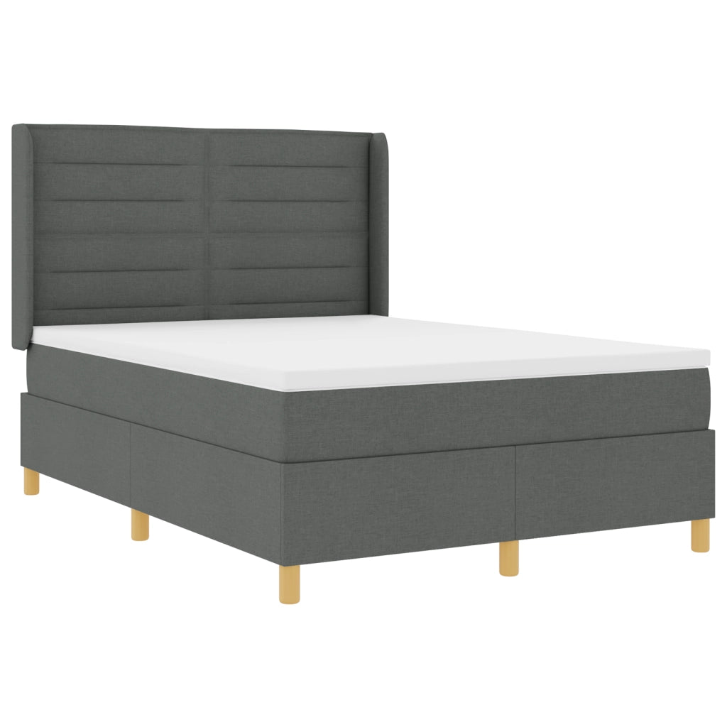 Letto con Rete a Molla e Materasso Grigio Scuro 160x200 cm Tessuto