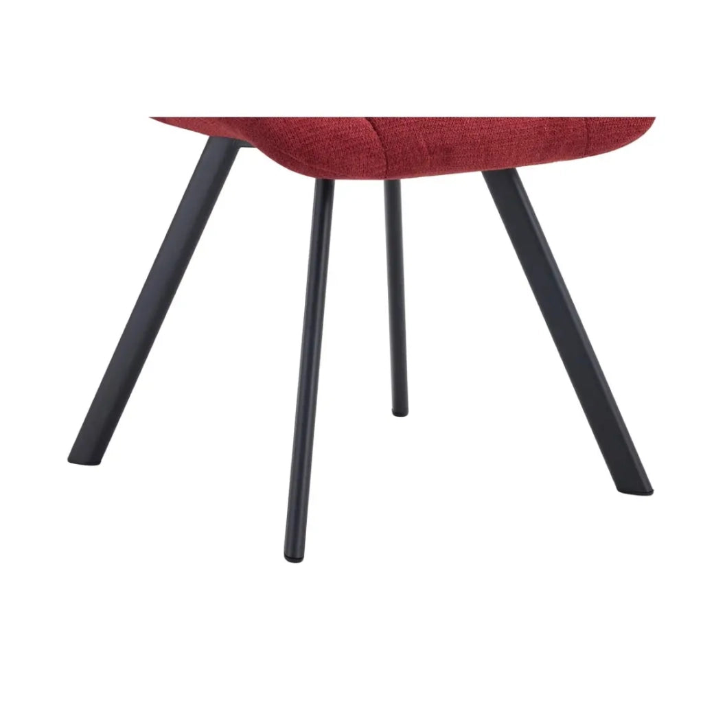 Set di 2 sedie VELMA - Tessuto rosso - Piedi in metallo - Design audace - Comfort compatto e robusto