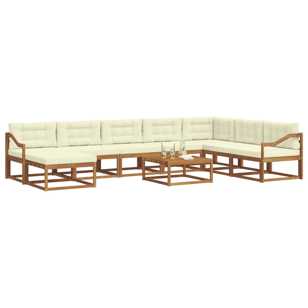 Set di divani da esterno con cuscino 9 pcs Naturale e Crema 3368048