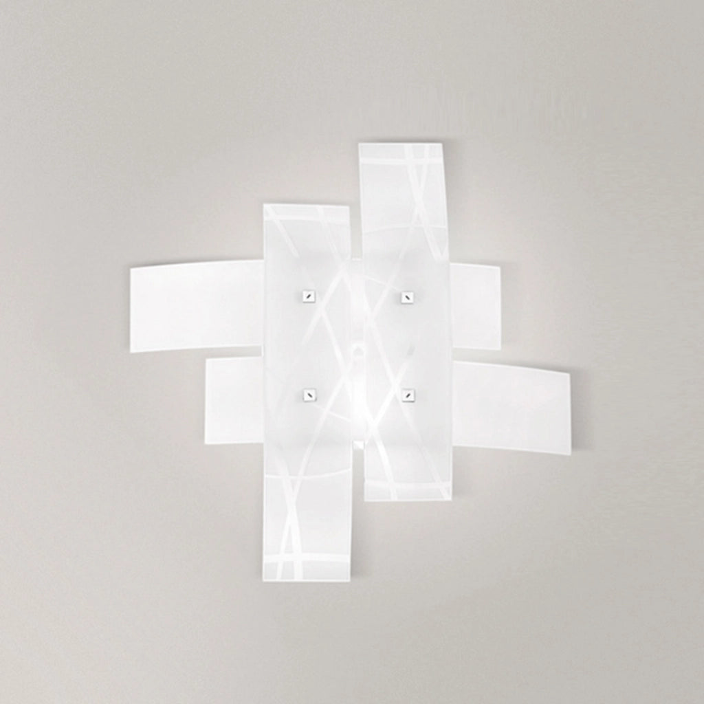 Frida - Applique da parete 2 luci E27 in vetro bianco satinato - Montatura cromo, IP20, max 2x52W, lampadine escluse, larghezza 50cm