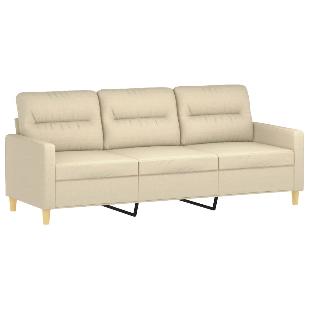Divano a 3 Posti con Cuscini Crema 180 cm in Tessuto 3200831