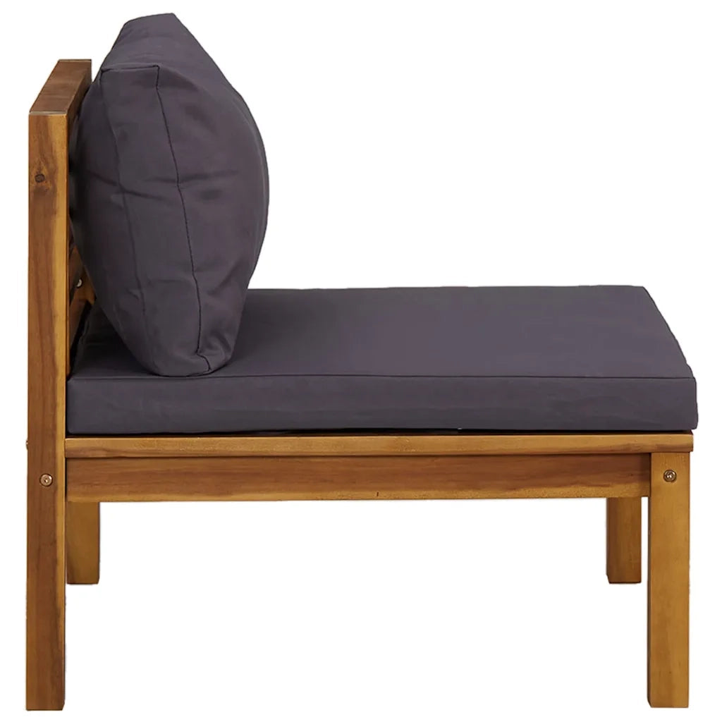Salotto da Giardino-Set Divani da Giardino 2pz Cuscini Grigio Scuro Massello Acacia