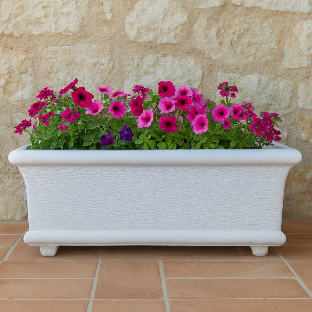 Fioriera giardino cemento effetto pietra bianca l.90xp.40xh.40 cm serie grecale