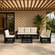 Set Divano da Giardino 6 pz Nero e Bianco Crema polyrattan 3435082