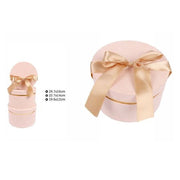 Trade Shop - Set 3 Scatole Scatola Box Regali Varie Misure Matrioska Tonde Rosa Pallido 71944 -