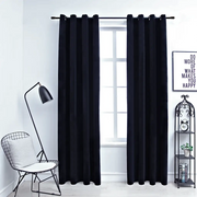 Tende Oscuranti con Anelli 2 pz Nere in Velluto 140x245 cm cod mxl 67883