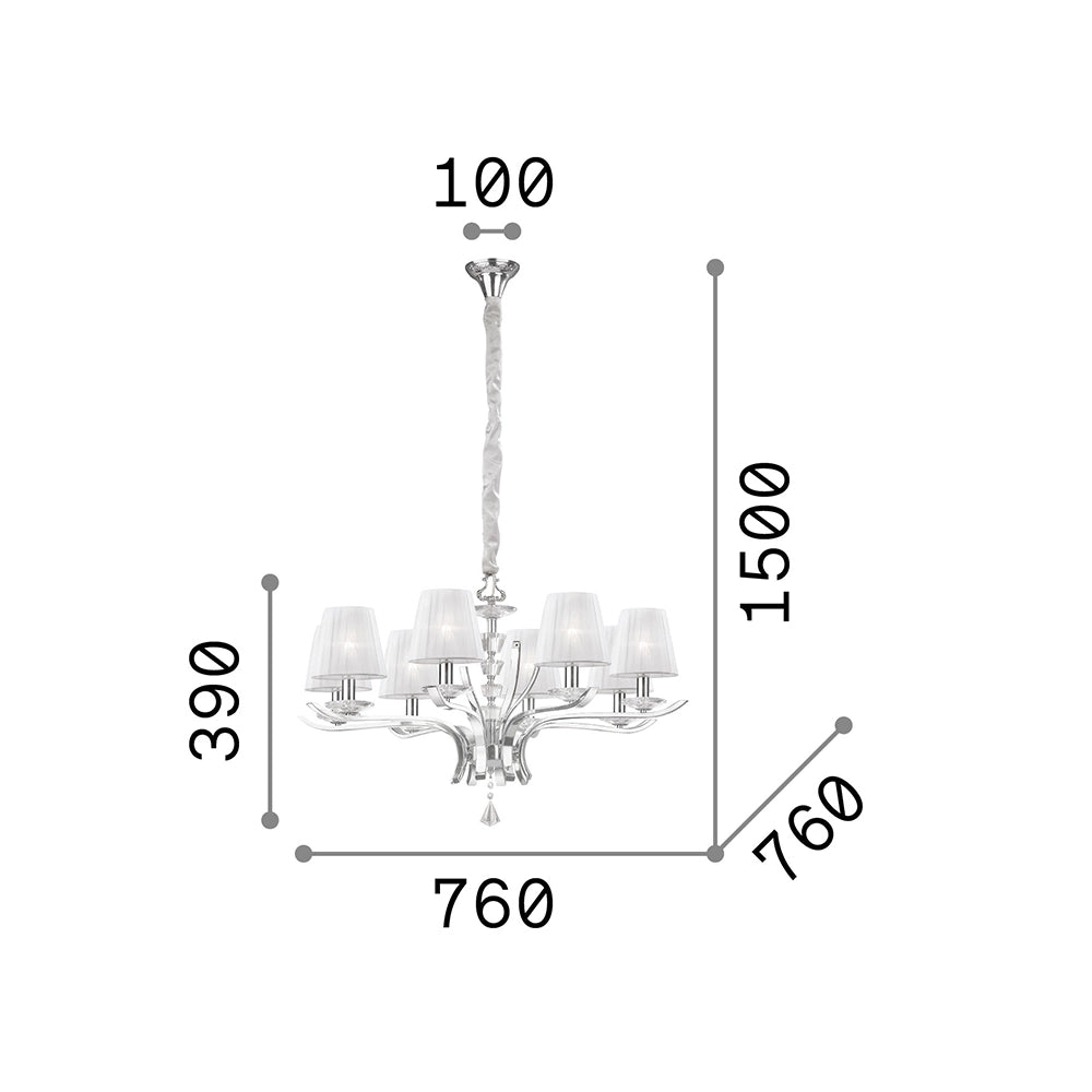 Lampadario Classico Pegaso Metallo Bianco 8 Luci E14