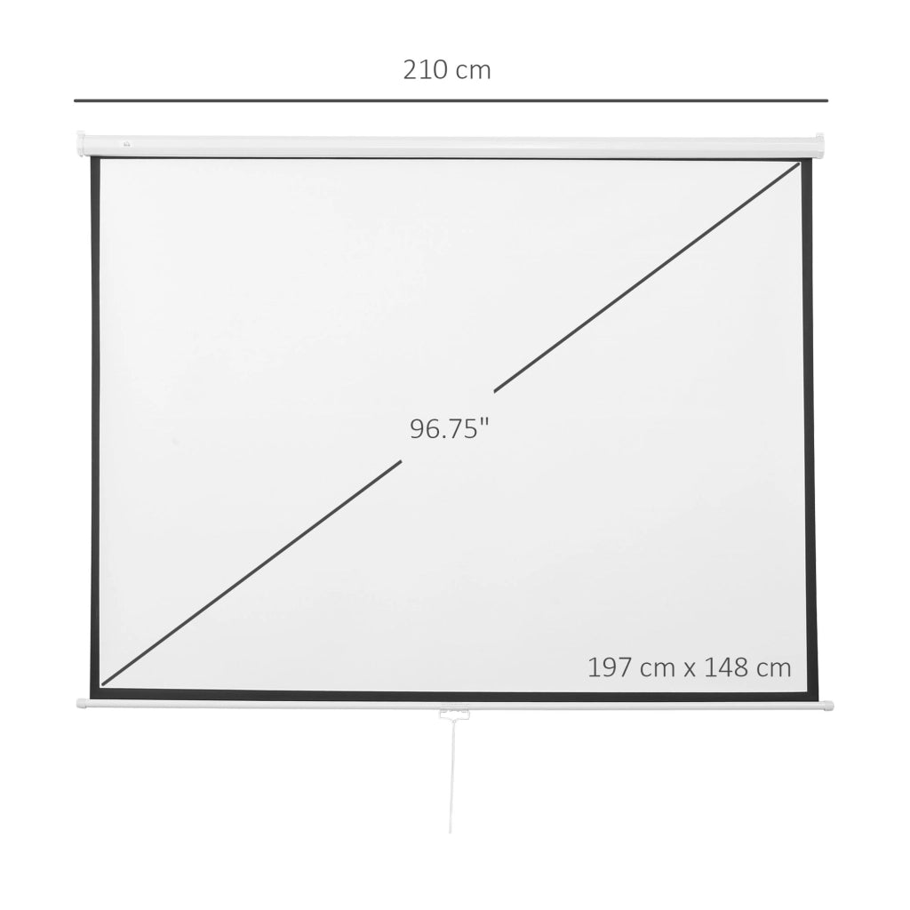 EasyComfort Telo per Proiettore da 100" Formato 16:9/4:3 ad Altezza Regolabile, 210x8.6x7 cm, Bianco e Nero
