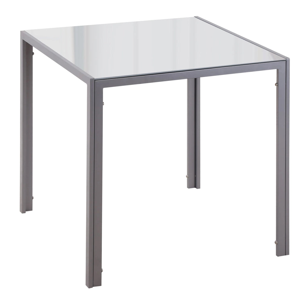 Tavolo Quadrato 75x75x75 cm in Metallo e Vetro Temperato Grigio