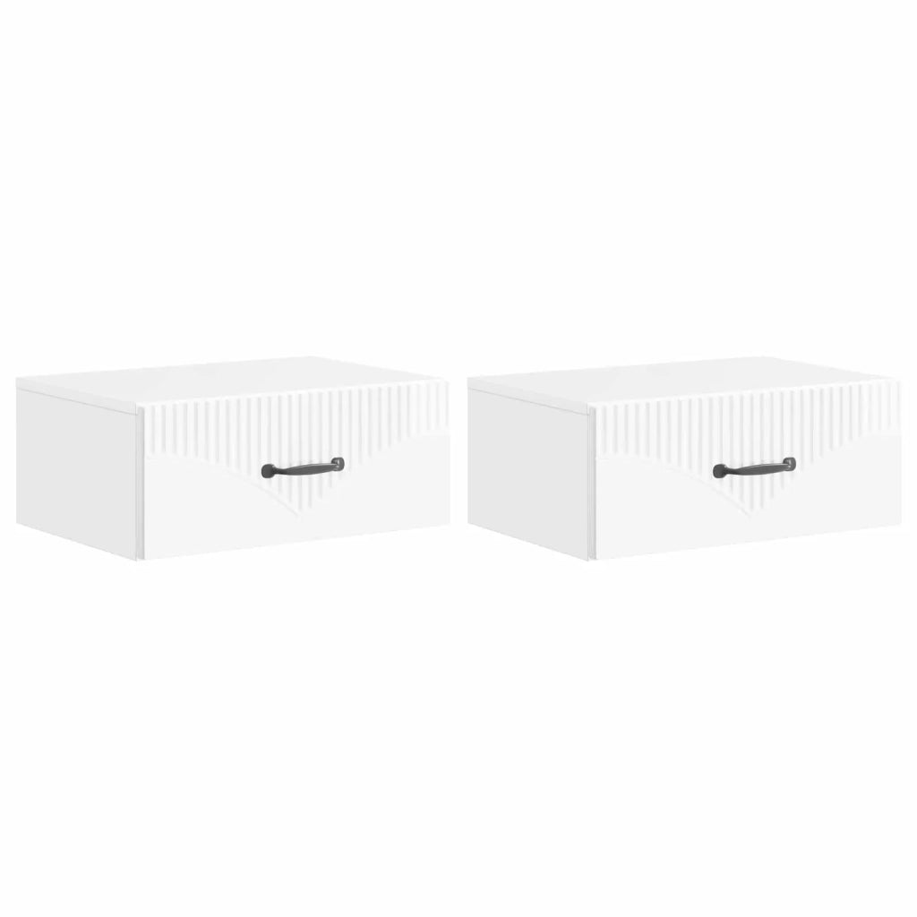 Mobiletto da notte a muro 2 pcs Bianco Lucido 49 x 34,5 x 20 cm 898964