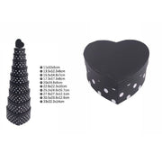 Trade Shop - Set 10 Pz Scatole Box Regali Varie Misure Matrioska Forma Cuore Nero Pois 71954 -