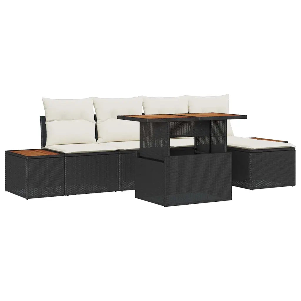 Set Divano da Giardino con archiviazione 6 pcs Nero Poly Rattan 3358796