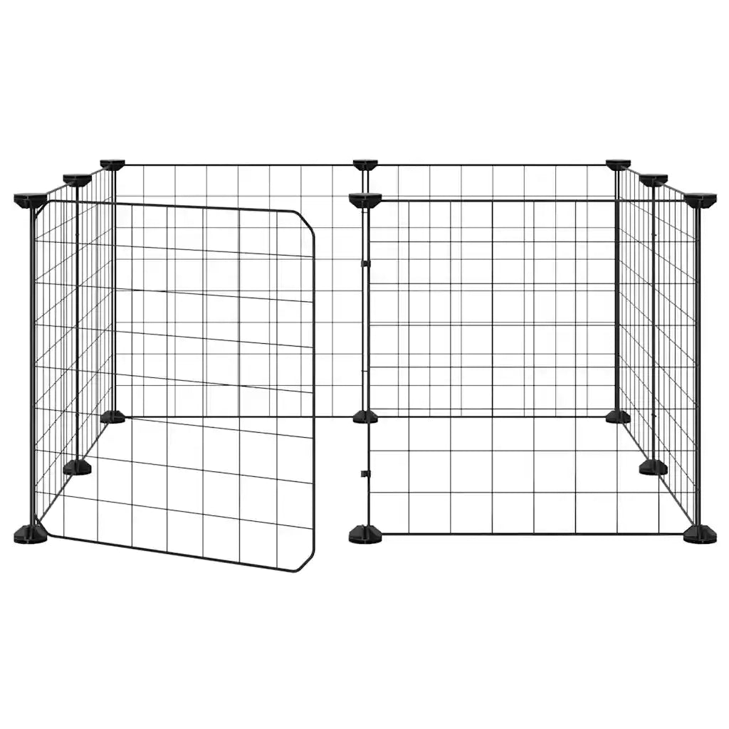 Gabbia per Animali 8 Pannelli con Porta Nero 35x35 cm Acciaio cod mxl 75276