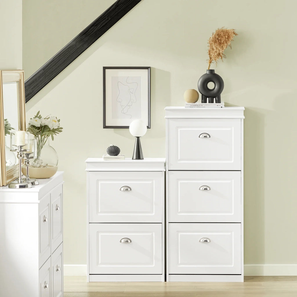 Scarpiera salvaspazio Slim con 3 ante Portascarpe Salvaspazio Regolabili 52x23x117cm Bianco FSR94-W