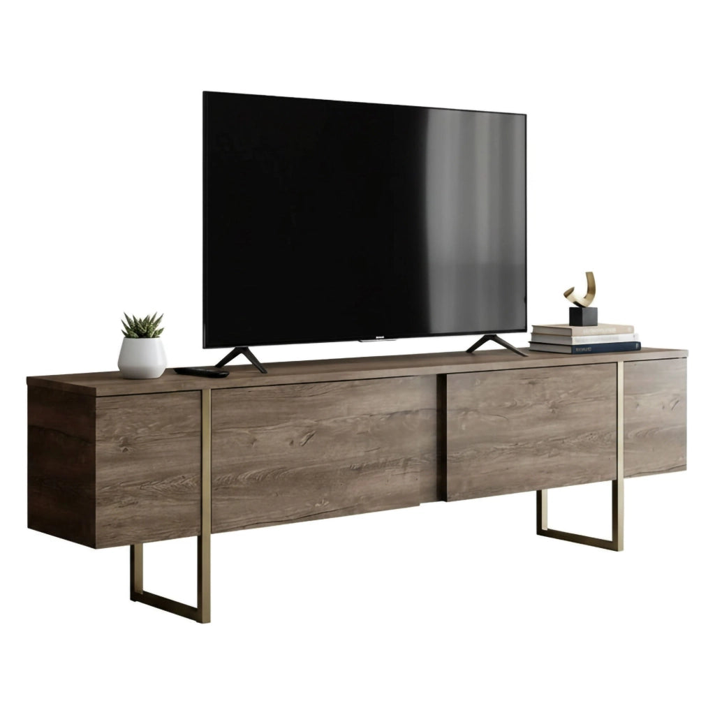 Abishia, Mobile Porta tv Cassetti, 180x30x50h cm Marrone Noce