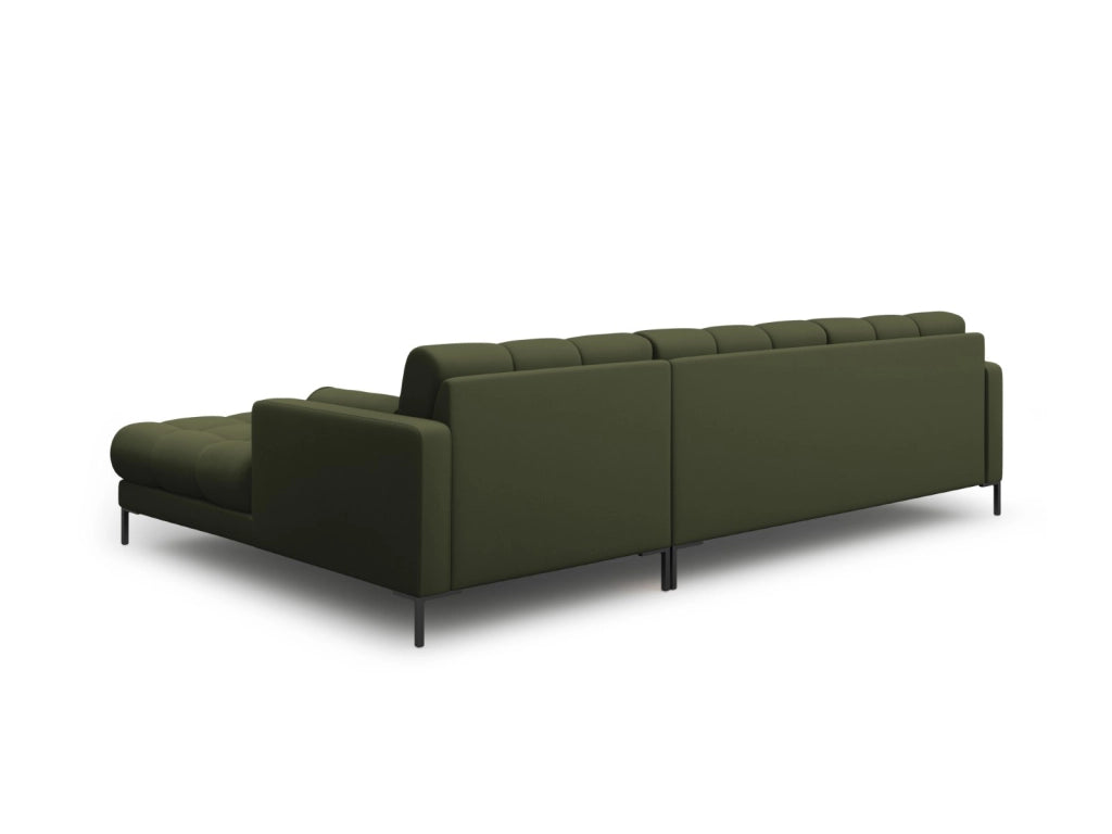 Cosmopolitan Design - Divano angolare destro "Bali" 5 posti in tessuto strutturato verde 