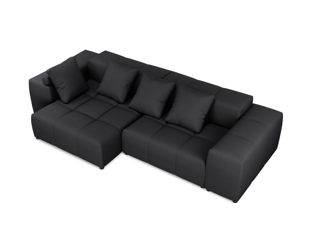 Cosmopolitan Design - Divano angolare modulare reversibile "Rome" 4 posti in tessuto strutturato nero 
