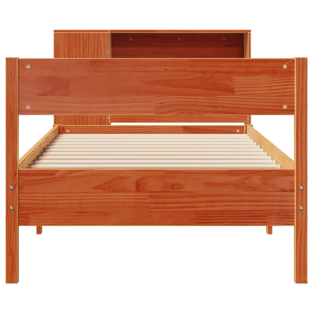 Letto Libreria senza Materasso Marrone Cera 100x200 cm in Pino 3322965