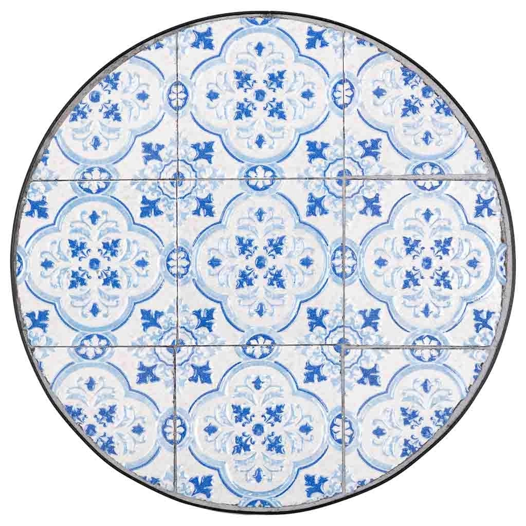Set 3 pezzi mosaico e staffa in ferro battuto Blu D30x68h-D25x57h-D20x