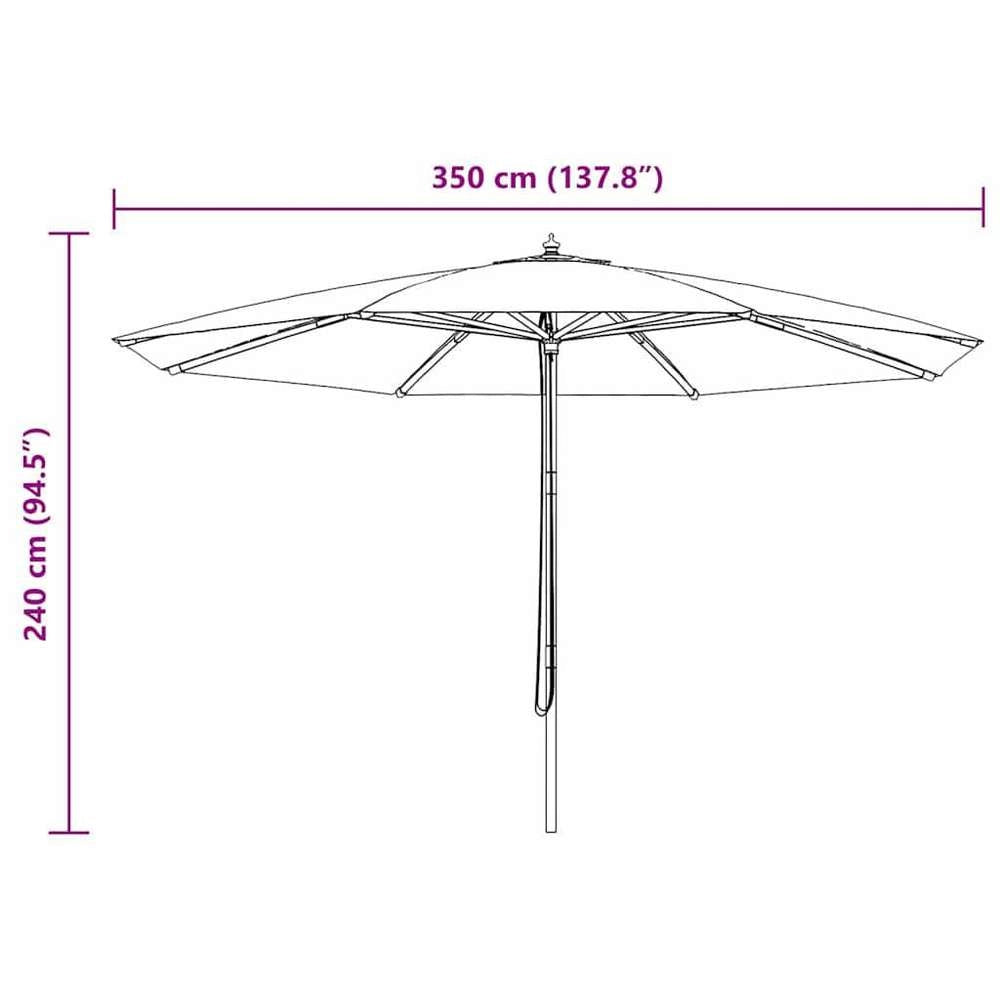 Parasol With Wooden Pole 350 Cm Sand White