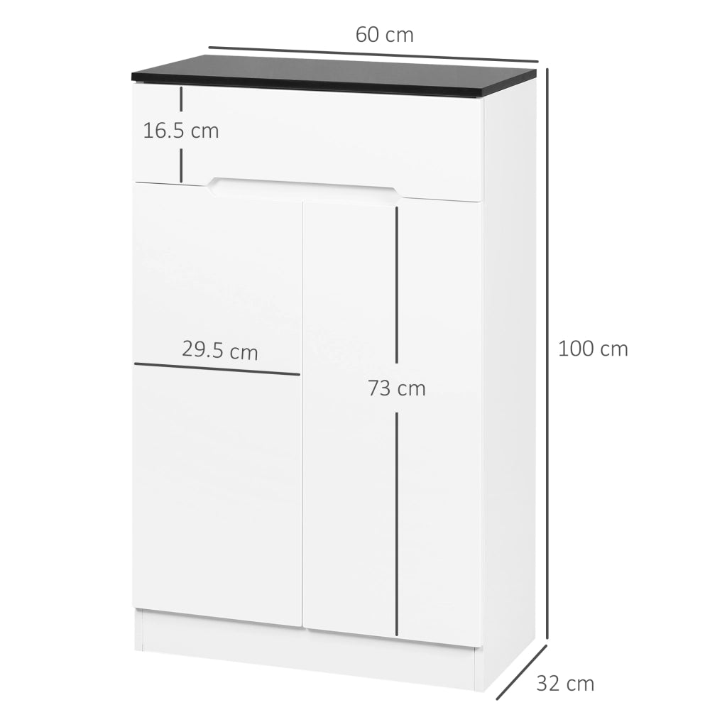 EasyComfort Scarpiera Slim da 12 Paia max per Ingressi con 3 Ripiani Regolabili e Cassetto, in Truciolato Bianco, 60x32x100 cm