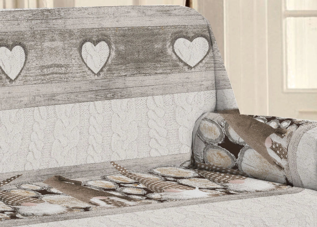 Telo Arredo Linea Pensieri Delicati In 100% Cotone Disegno Gnomi Colore Beige - Matrimoniale - Beige