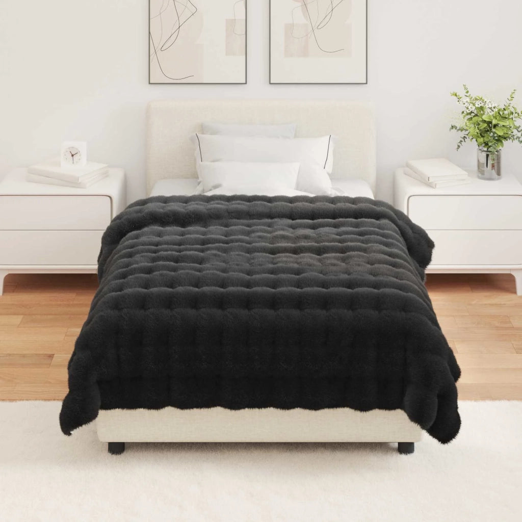 Coperta antiscivolo in sintetica di coniglio Olite Nero 42021833