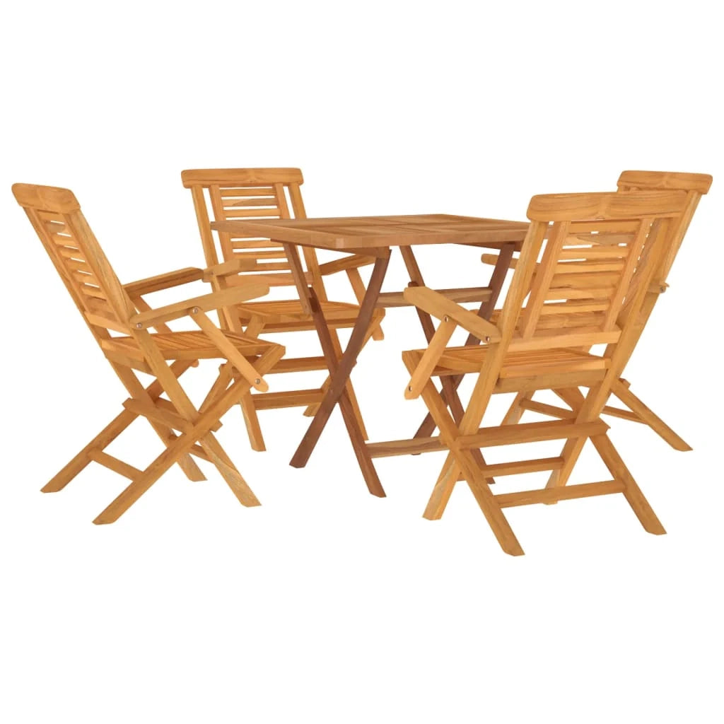 Set da pranzo per esterni composto da 5 pezzi mobili da giardino in legno massello di teak 02_0014307
