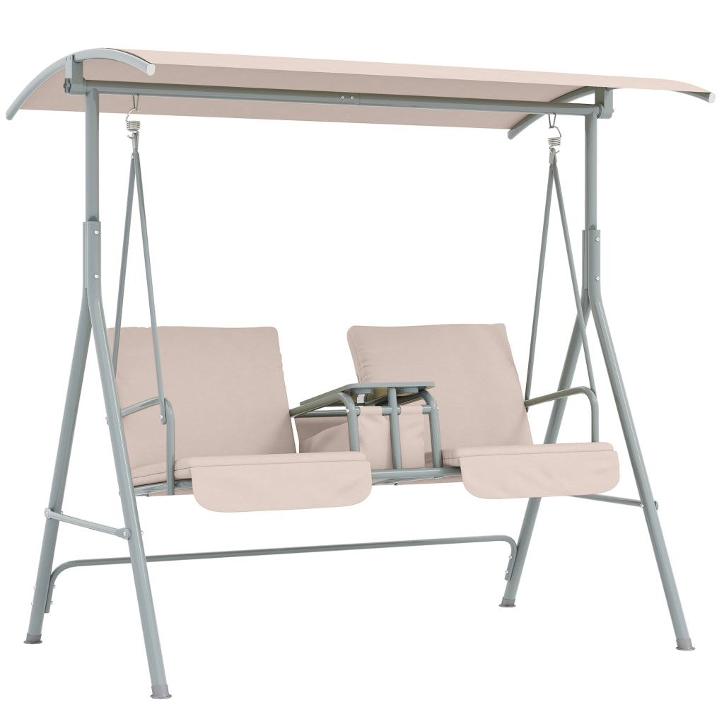 Altalena da giardino 2 posti con tettoia ¨C zephmum ¨C beige 175x112x158 cm