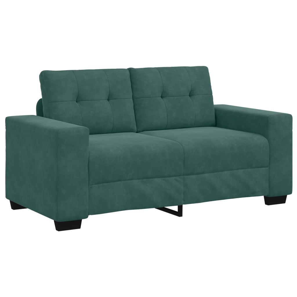 Set di divani 3 pezzi con cuscini in velluto verde scuro