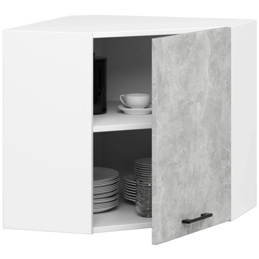 Mobile da cucina pensile ad angolo sistema AKORD OLIWIA Bianco 60 cm 1 anta inserto frontale Cemento 60x30x58 cm