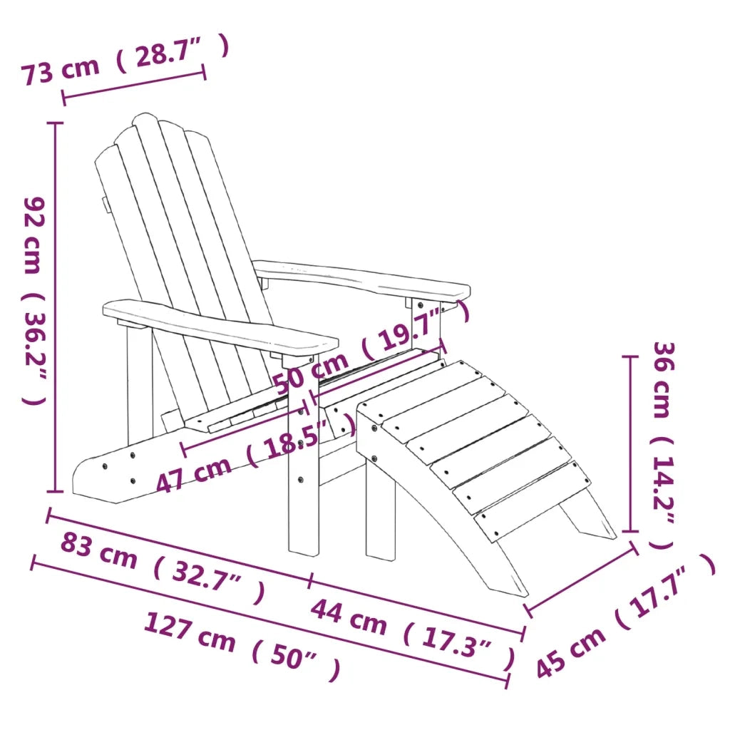 Sedia da Giardino Adirondack con Poggiapiedi Antracite in HDPE 318646
