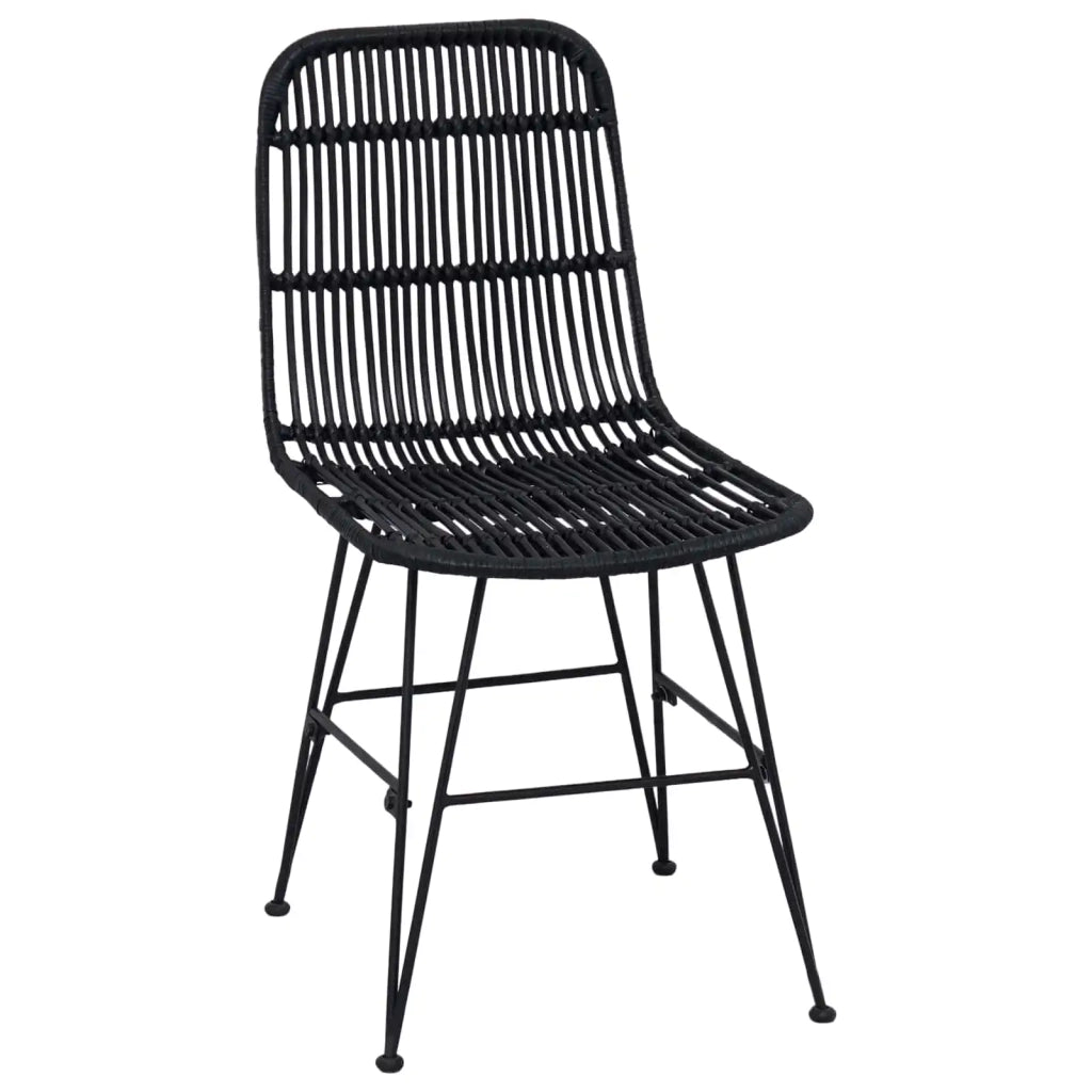Sedia da pranzo 2 pz Rattan e acciaio Nero 41 x 55 x 85 cm 42033207