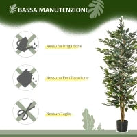 Pianta Finta di Ficus Alta 150cm, Decorazione per Interno ed Esterno con Vaso Incluso