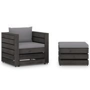 Set di mobili da giardino mobili da esterno 2 pezzi con cuscini legno impregnato grigio 02_0015886