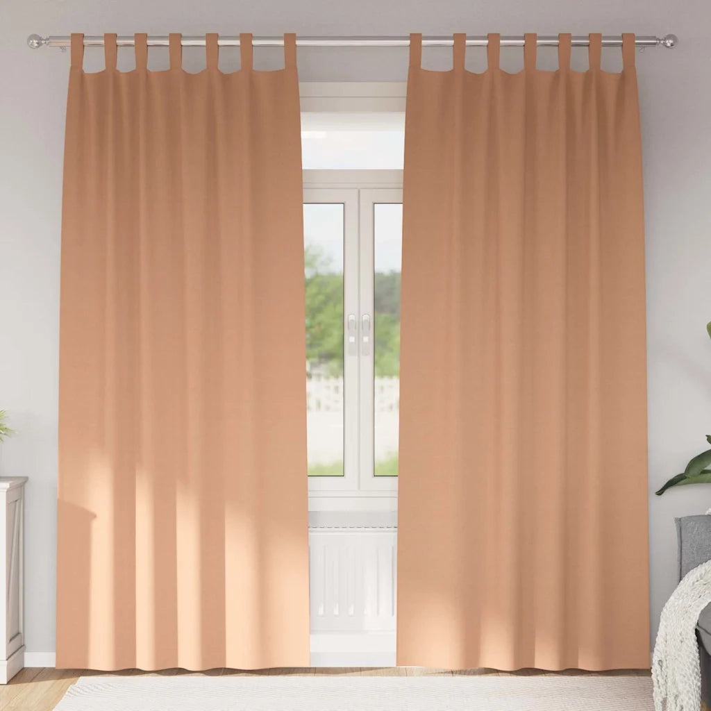 vidaXL Tende con tende 2 pcs Marrone chiaro Poliestere