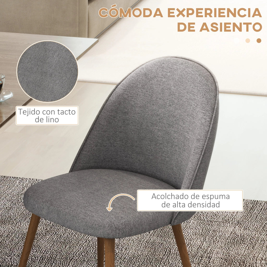 Set 2 Sedie da Pranzo Imbottite in Tessuto con Gambe in Metallo ¨C Zephmum ¨C Grigio 50x52x83 cm