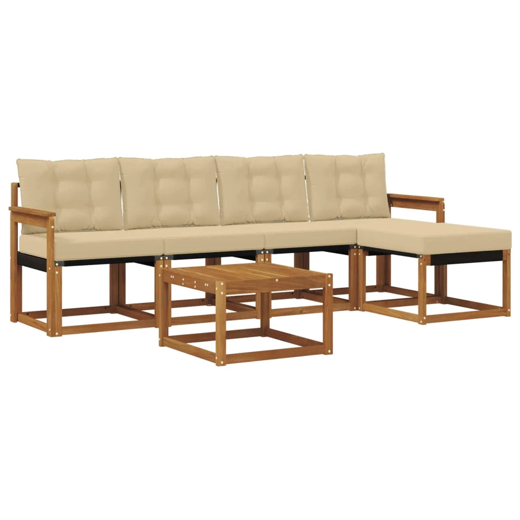 Set di divani da esterno con cuscino 6 pcs Naturale e Beige 3368588