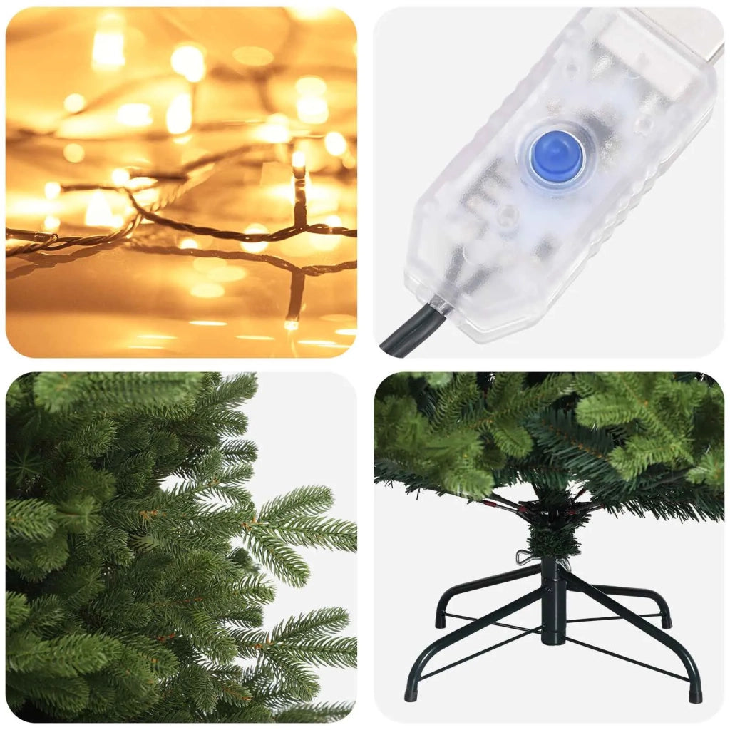 Albero di Natale Artificiale con Rami Pieghevoli 120 cm 150 LED 3465501
