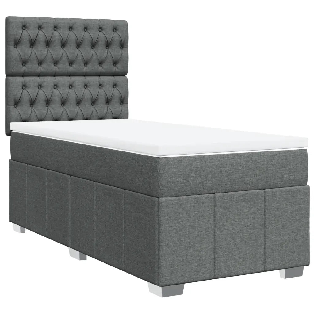 Letto singolo | Letto per adulti | Giroletto a Molle con Materasso Grigio Scuro 90x190 cm Tessuto