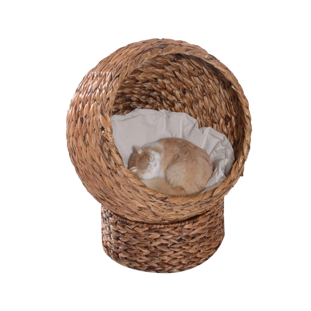 Letto per gatti in rattan con cuscino ¨C Zephmum ¨C Marrone 50x42x60 cm