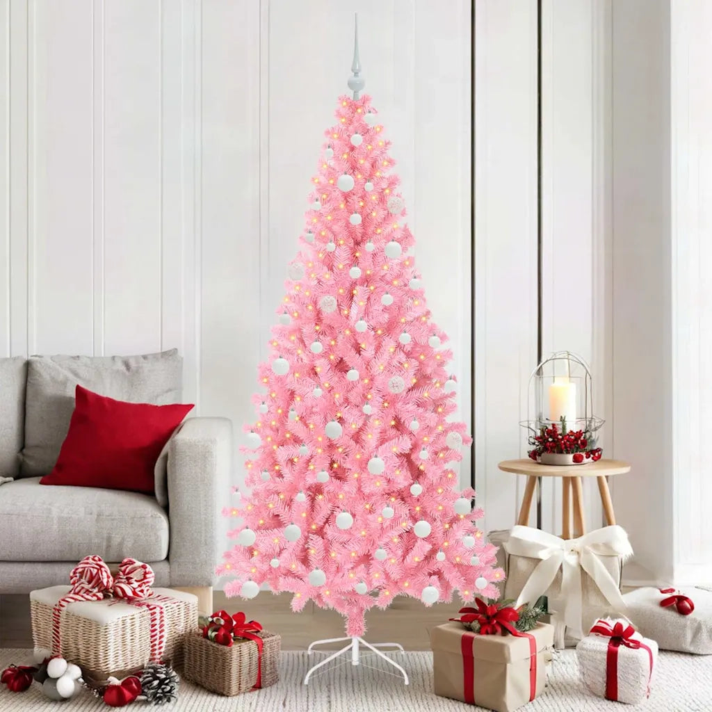 Albero di Natale | Decorazioni natalizie con 300 LED con supporto Rosa 180 cm PVC