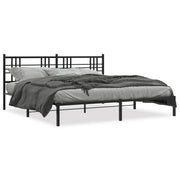 Letto matrimoniale | Letto per adulti | Giroletto con Testiera in Metallo Nero 183x213 cm