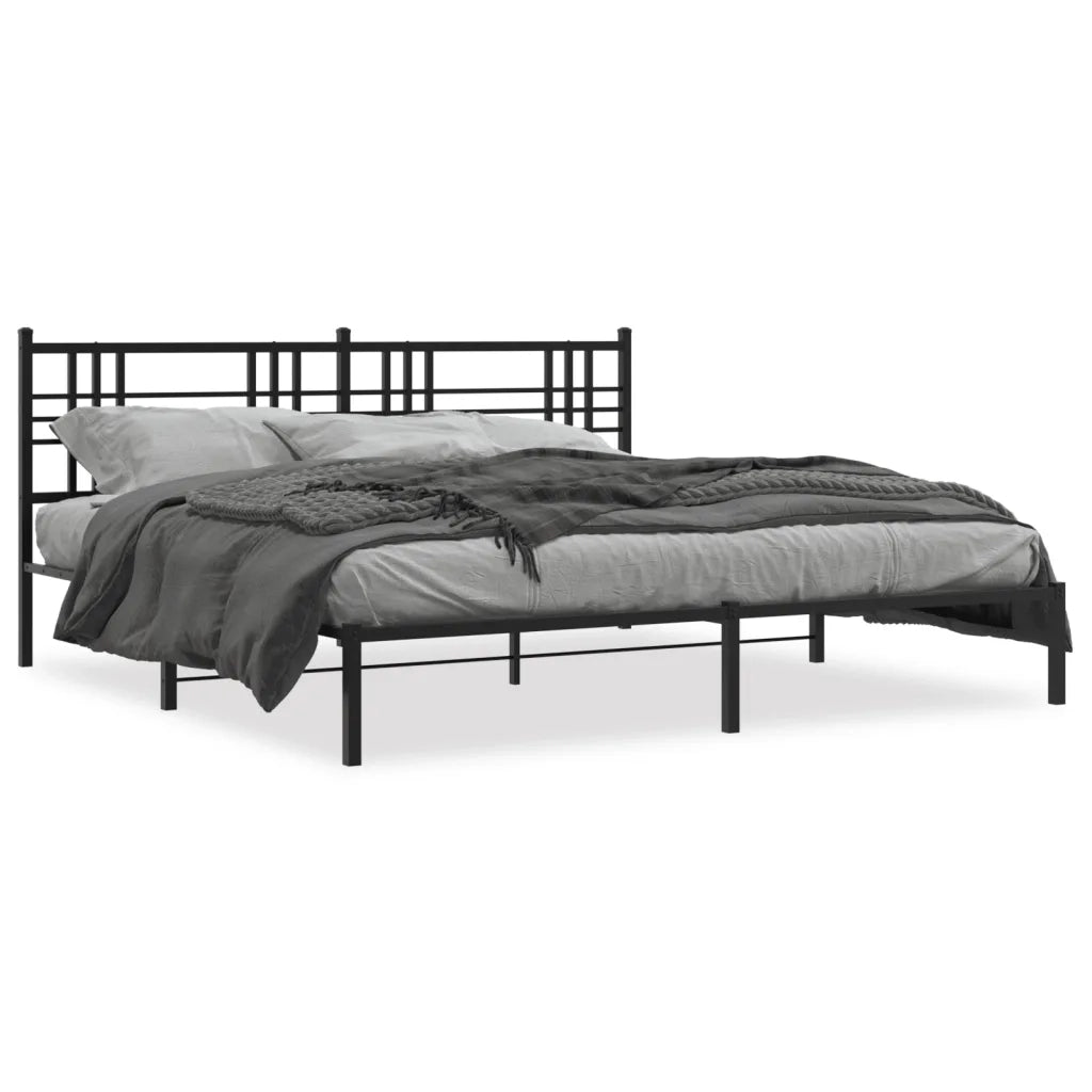 Letto matrimoniale | Letto per adulti | Giroletto con Testiera in Metallo Nero 183x213 cm