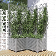 Fioriera da Giardino con Graticcio-Vaso da Esterno-Fioriera con Griglia Grigio Chiaro 80x80x136cm PP