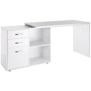 Scrivania angolare modulabile 2 in 1 tavolo pranzo ¨C Xylo ¨C 3 cassetti 2 nicchie MDF bianco