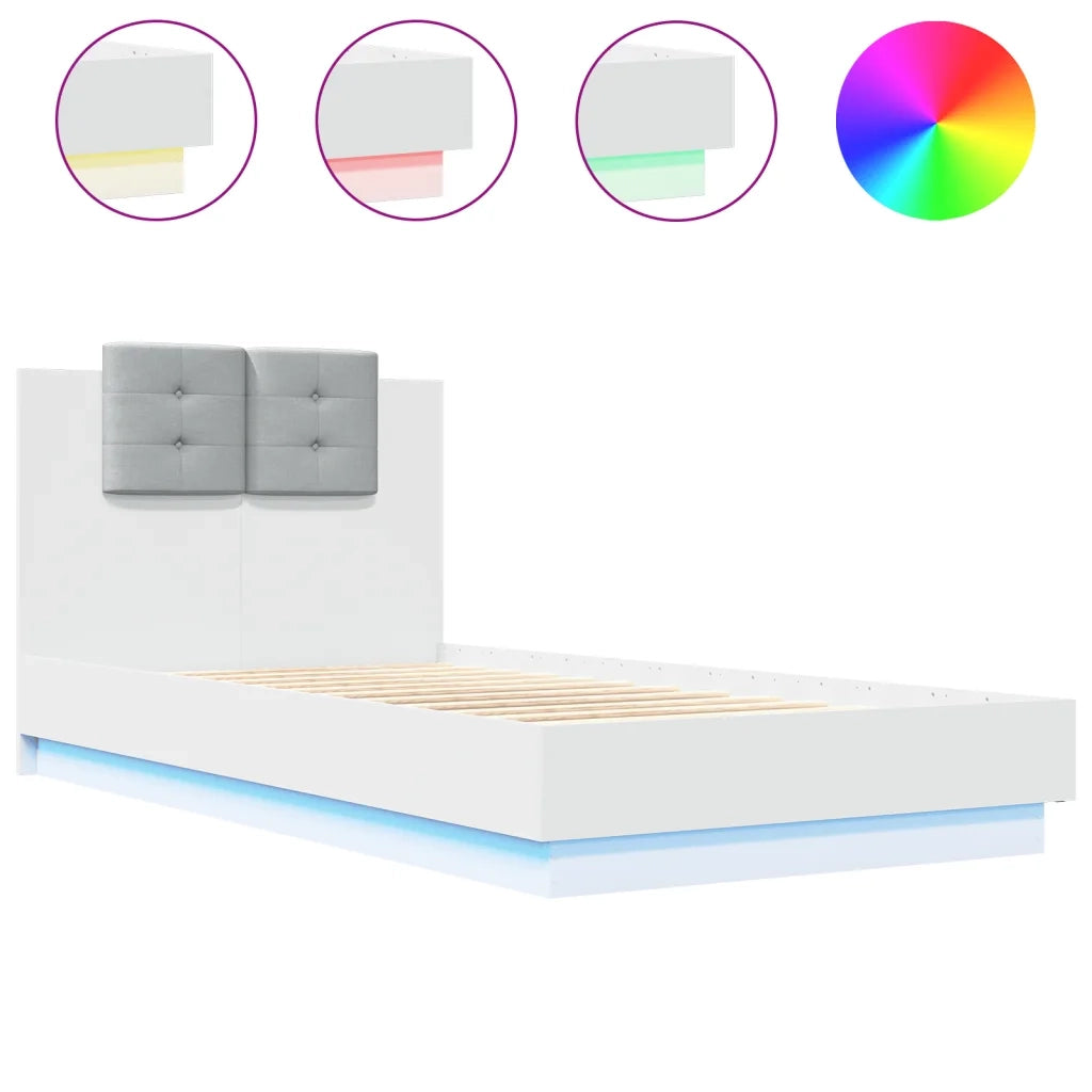 Giroletto con Testiera e LED Bianco 90x190 cm 3210059
